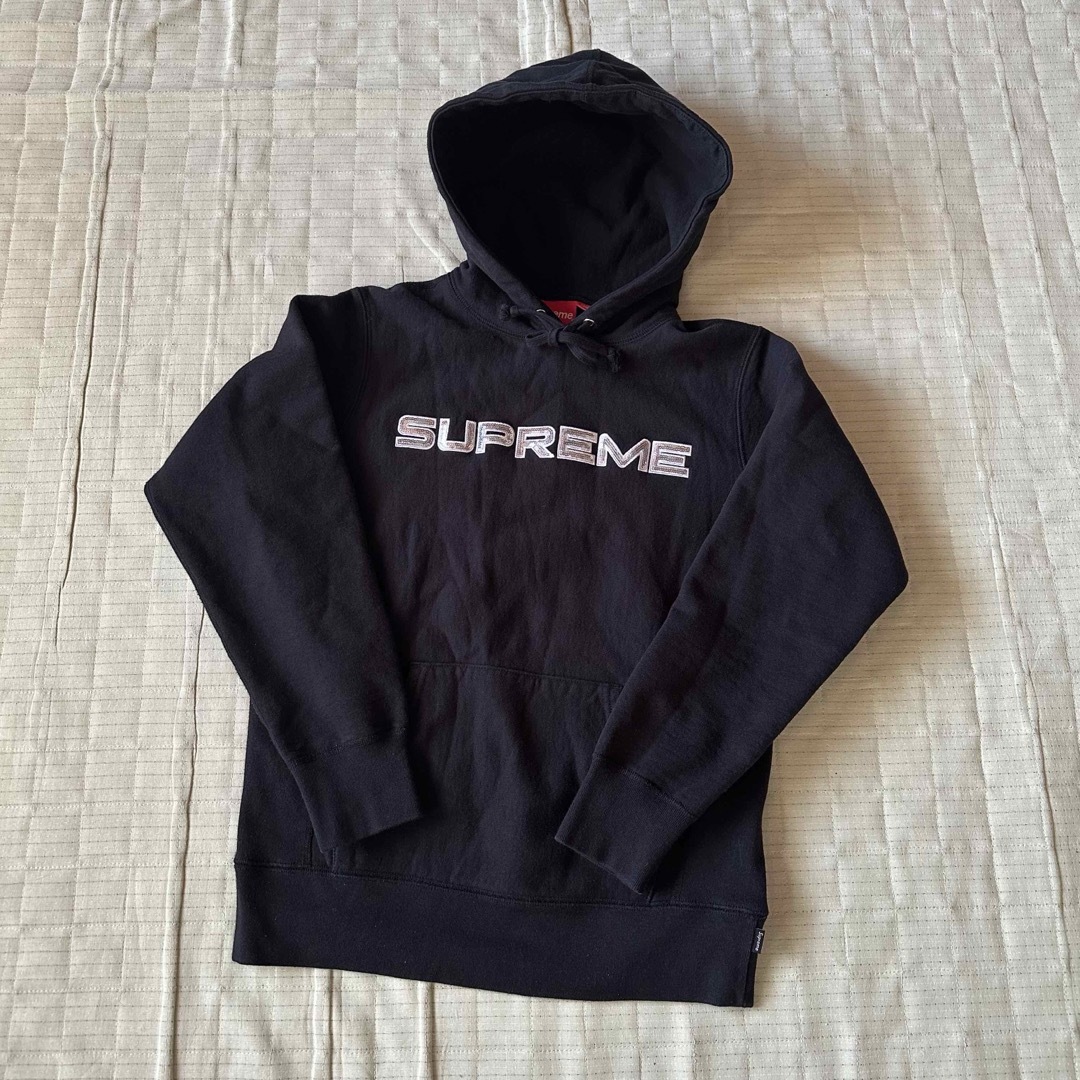 パーカーsupreme シュプリーム スパンコールロゴ パーカー ブラック S