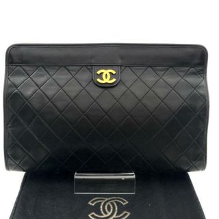 シャネル(CHANEL)のCHANEL シャネル ココマーク マトラッセ ラムスキン クラッチ バッグ ブラック 良品 a1162(クラッチバッグ)