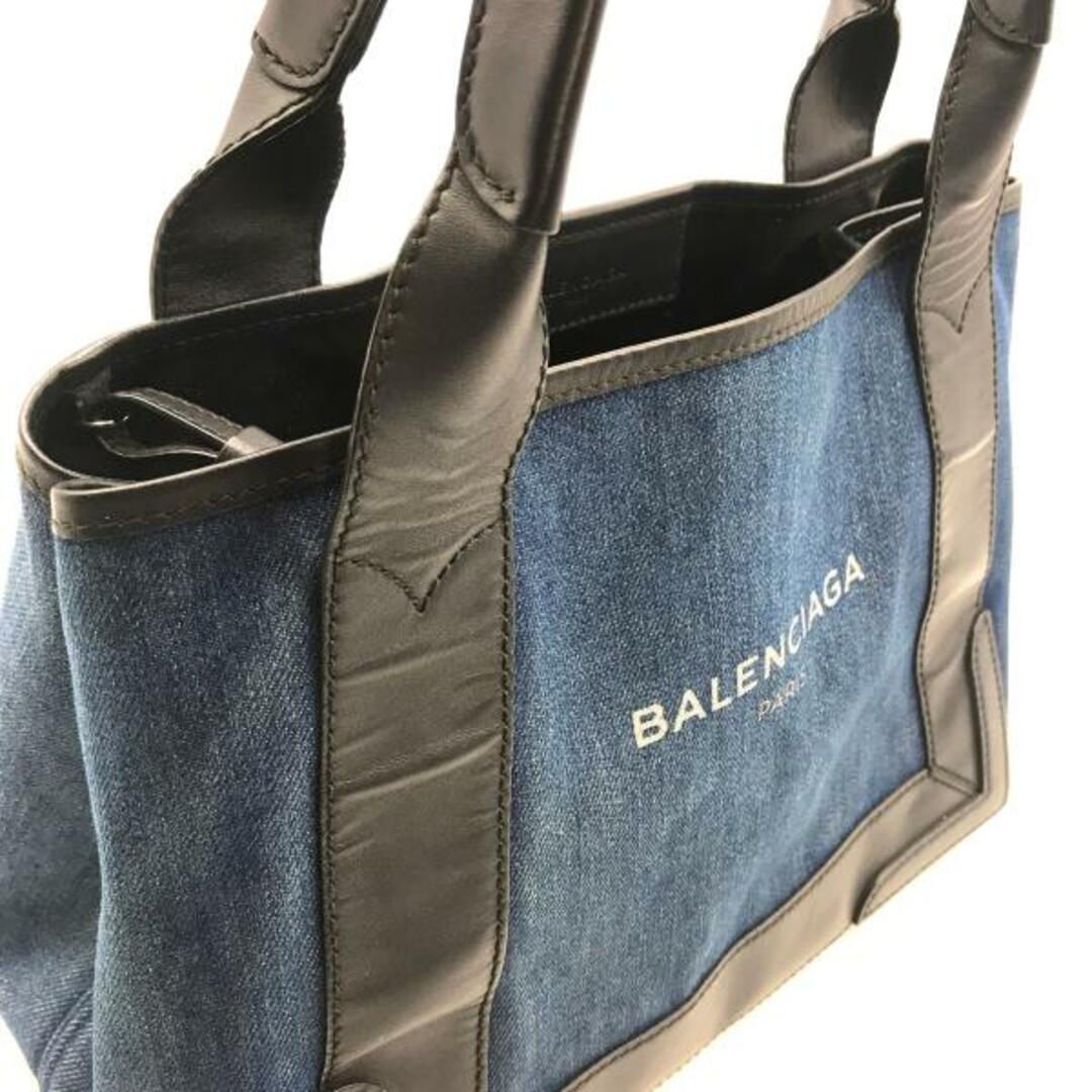 BALENCIAGA BAG(バレンシアガバッグ)のBALENCIAGA バレンシアガ ネイビーカバス デニムxレザー ハンド トート バッグ ポーチ付き 良品 A1280 レディースのバッグ(ハンドバッグ)の商品写真