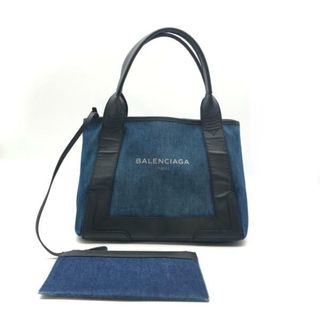 バレンシアガバッグ(BALENCIAGA BAG)のBALENCIAGA バレンシアガ ネイビーカバス デニムxレザー ハンド トート バッグ ポーチ付き 良品 A1280(ハンドバッグ)