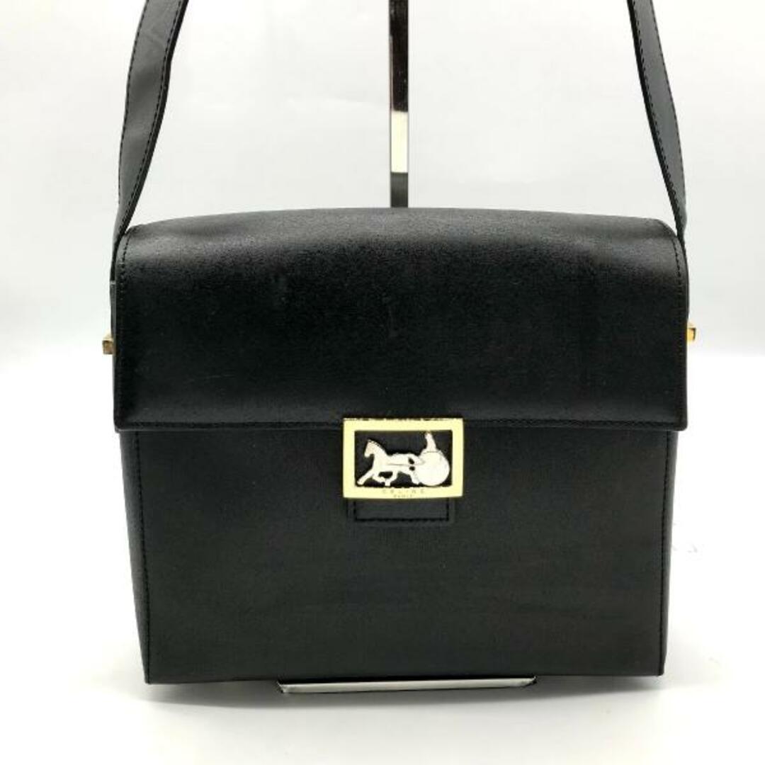 バッグCELINE セリーヌ ショルダー バッグ 馬車金具 ブラック レザー 良品 K1022