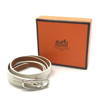 エルメス(Hermes)のHERMES エルメス ロングレザー ブレスレット バングル ホワイト 美品 M10627(ブレスレット/バングル)