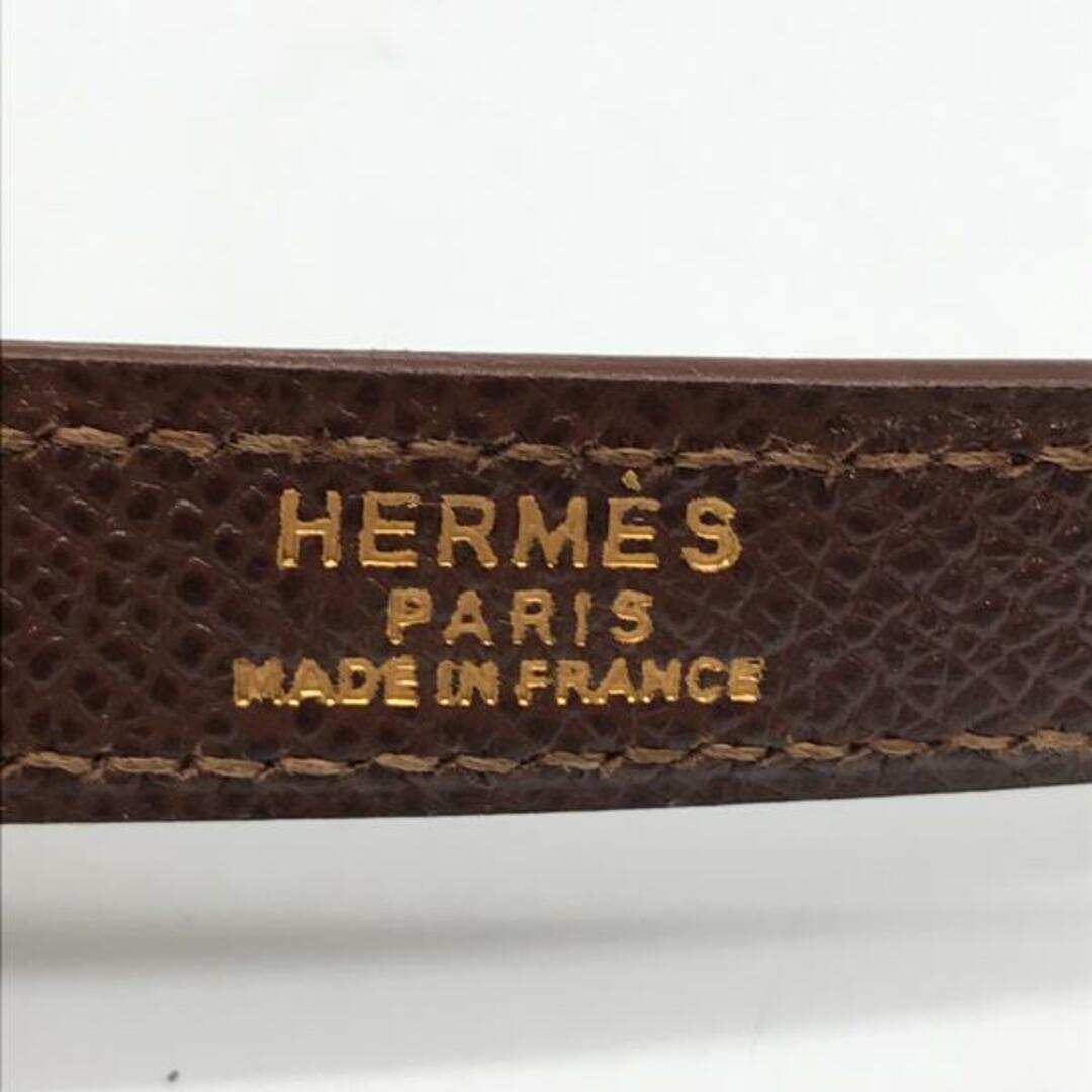 COMME des GARCONS(コムデギャルソン)の超美品 HERMES エルメス レザー ケリー用 ショルダー ストラップ ブラウン x ゴールド  m11345 キッズ/ベビー/マタニティの寝具/家具(ベビーフェンス/ゲート)の商品写真