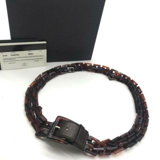 プラダ(PRADA)の展示品 PRADA プラダ レザー べっ甲調 プラチェーン 2連 ベルト 茶色 ｍ11813(ベルト)