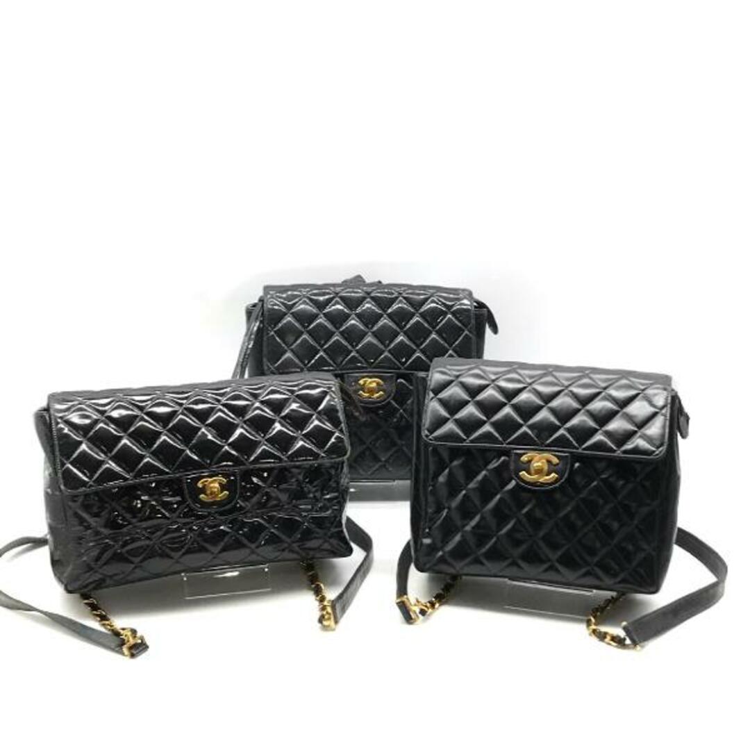 レディースCHANEL シャネル マトラッセ パテント ココマーク ターンロック チェーン リュックサック バッグ シールあり 3点 セット M12659