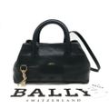 美品 BALLY バリー レザー 2WAY ハンド バッグ ブラック チャーム付