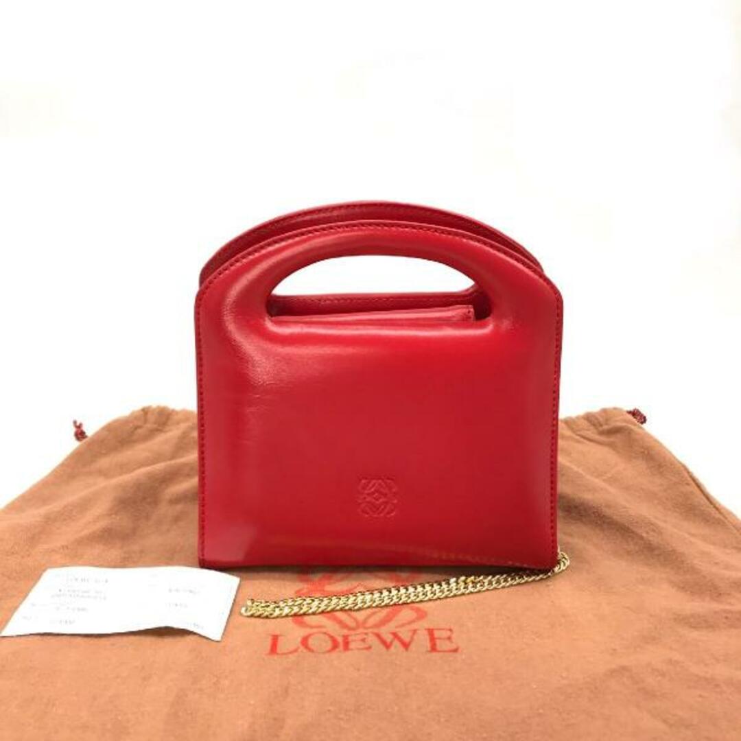 レディースLOEWE ロエベ レザー アナグラム 2WAY ミニ ハンド チェーン ショルダー バッグ 美品 M6593