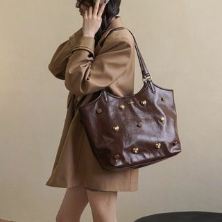 Losea ハートモチーフ クリスタルガラス ビッグ トートバッグ