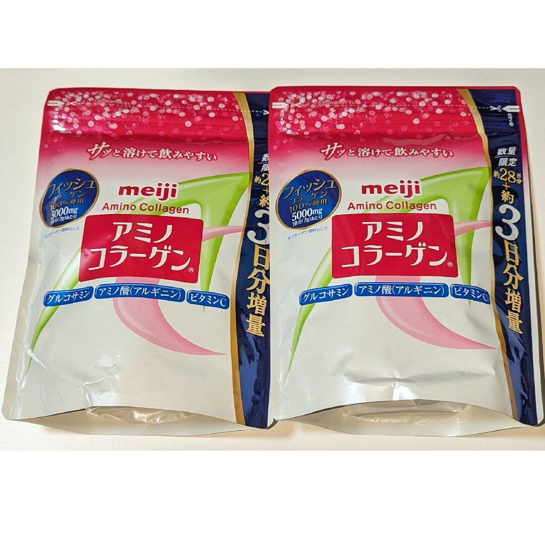 増量タイプ　Meiji アミノコラーゲン2袋　28日分+3日分　217g 食品/飲料/酒の健康食品(コラーゲン)の商品写真