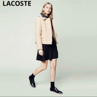 ラコステ(LACOSTE)の美品 ラコステ ショートパフブルゾン ベージュ系 大きめ 40 中綿 バイカー(ブルゾン)