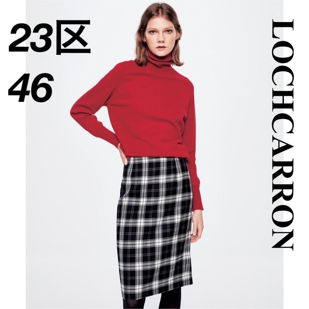 美品　23区　大きいサイズ46　ロキャロン　タータンチェック　膝丈スカート　3Lスカート