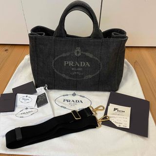 プラダ(PRADA)の美品＊PRADA＊カナパ＊NERO＊Lサイズ＊デニム(トートバッグ)