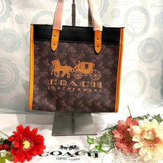 コーチ(COACH)のCOACH コーチ ショルダーバック 馬車 オレンジ ダークブラウン(トートバッグ)