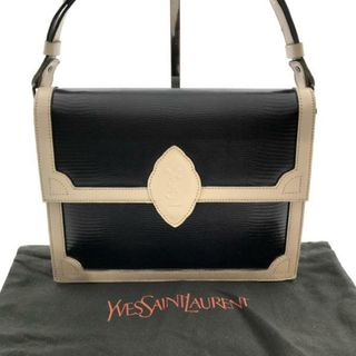 イヴサンローラン(Yves Saint Laurent)の美品 YSL イヴ・サンローラン 本リザード 2WAY ショルダー バッグ ブラック ｍ9773(ショルダーバッグ)