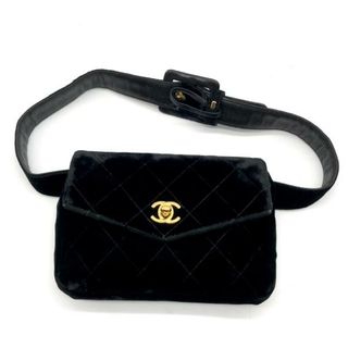 シャネル(CHANEL)の良品 CHANEL シャネル ココマーク ベロア マトラッセ ウエストポーチ バッグ ブラック ｍ9939(ボディバッグ/ウエストポーチ)