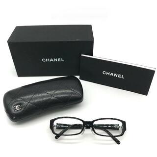 シャネル(CHANEL)のCHANEL シャネル ココマーク カメリア サングラス メガネ 眼鏡 アイウェア レディース ブラックx白 良品 M9171(サングラス/メガネ)