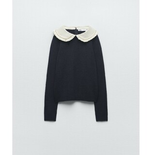 ザラ(ZARA)のZARA ピーターパン襟ニットセーター ブルー(ニット/セーター)