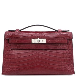 エルメス(Hermes)のエルメス HERMES ハンドバッグ ニロティカスマット ブルゴーニュ シルバー金具 赤 ミニバッグ  □N刻印【中古】(ハンドバッグ)