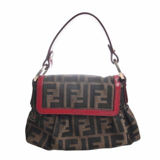 フェンディ(FENDI)の【中古】FENDI フェンディ キャンバス ズッカ ポーチ ハンドバッグ 8BK042 ブラウン/レッド by(ポーチ)