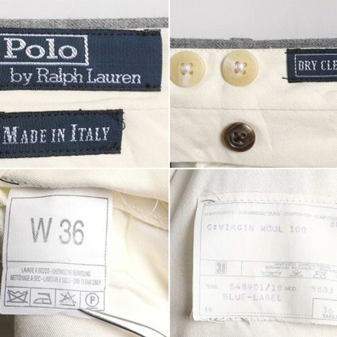 Ralph Lauren(ラルフローレン)の90s イタリア製 ポロ ラルフローレン ウール スラックス パンツ メンズ 36 / 古着 90年代 オールド POLO 2タック ストレート 裾ダブル 薄手 メンズのパンツ(スラックス)の商品写真