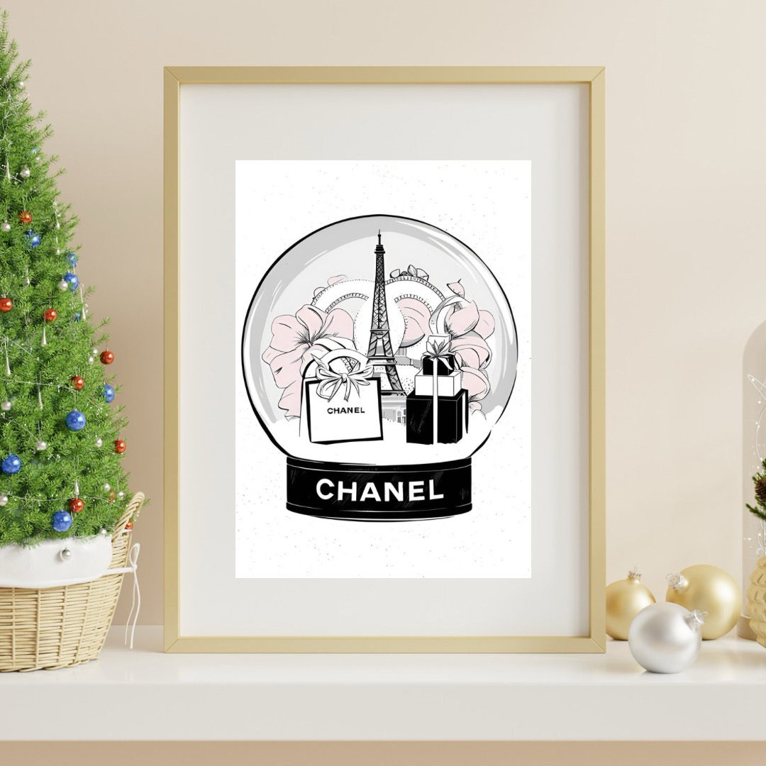 H076 アートポスター シャネル CHANEL クリスマス スノードーム ハンドメイドのインテリア/家具(アート/写真)の商品写真