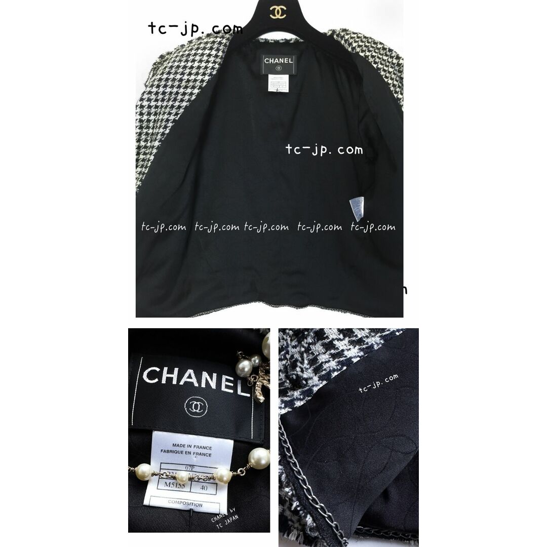 CHANEL(シャネル)のシャネル ジャケット CHANEL  黒 ブラック 軽くて貴重な シルク 麻 ウール ツイード ランウェイ フリンジ 千鳥格子 36 38 40 レディースのジャケット/アウター(テーラードジャケット)の商品写真