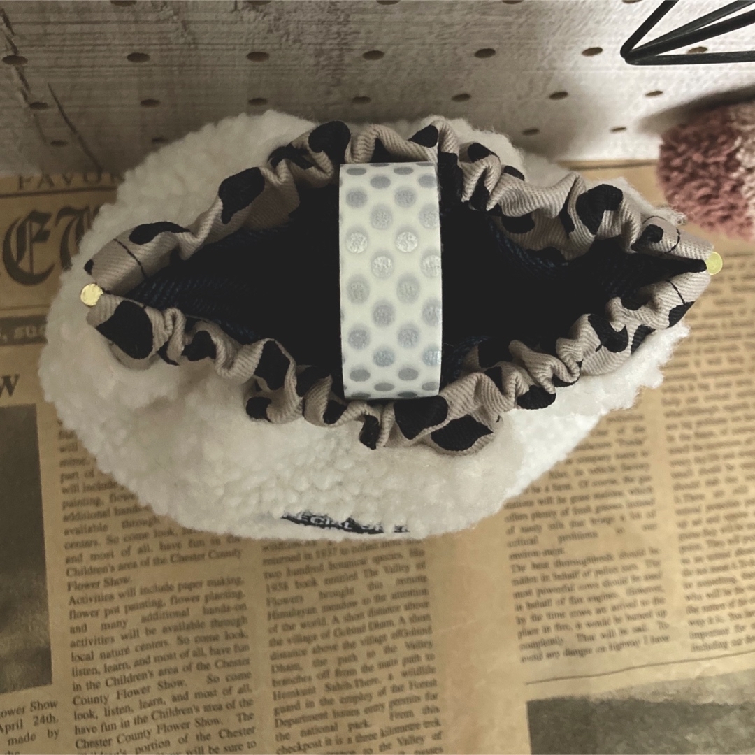 ボア&ダルメシアン柄生地☺︎バネ口pakupakuポーチ㉝ ハンドメイドのファッション小物(ポーチ)の商品写真
