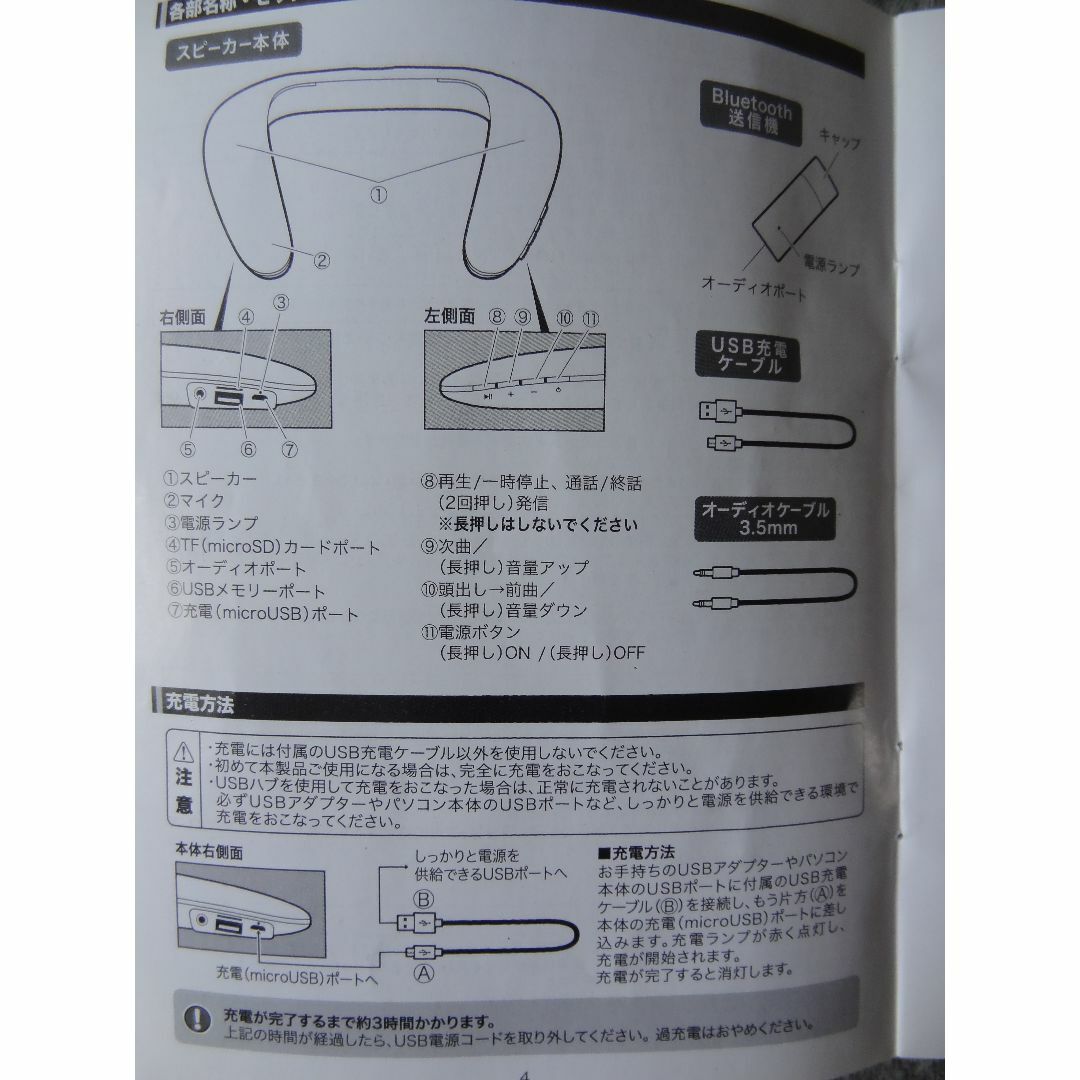 コードレス首掛けスピーカー（ウエアラブルスピーカー）Bluetooth スマホ/家電/カメラのオーディオ機器(ヘッドフォン/イヤフォン)の商品写真