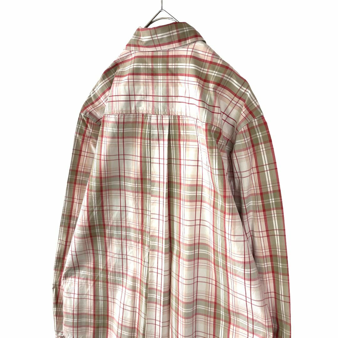 Timberland(ティンバーランド)のティンバーランド メンズ 長袖シャツ チェック ベージュ 赤 ロゴ刺繡 US/M メンズのトップス(シャツ)の商品写真