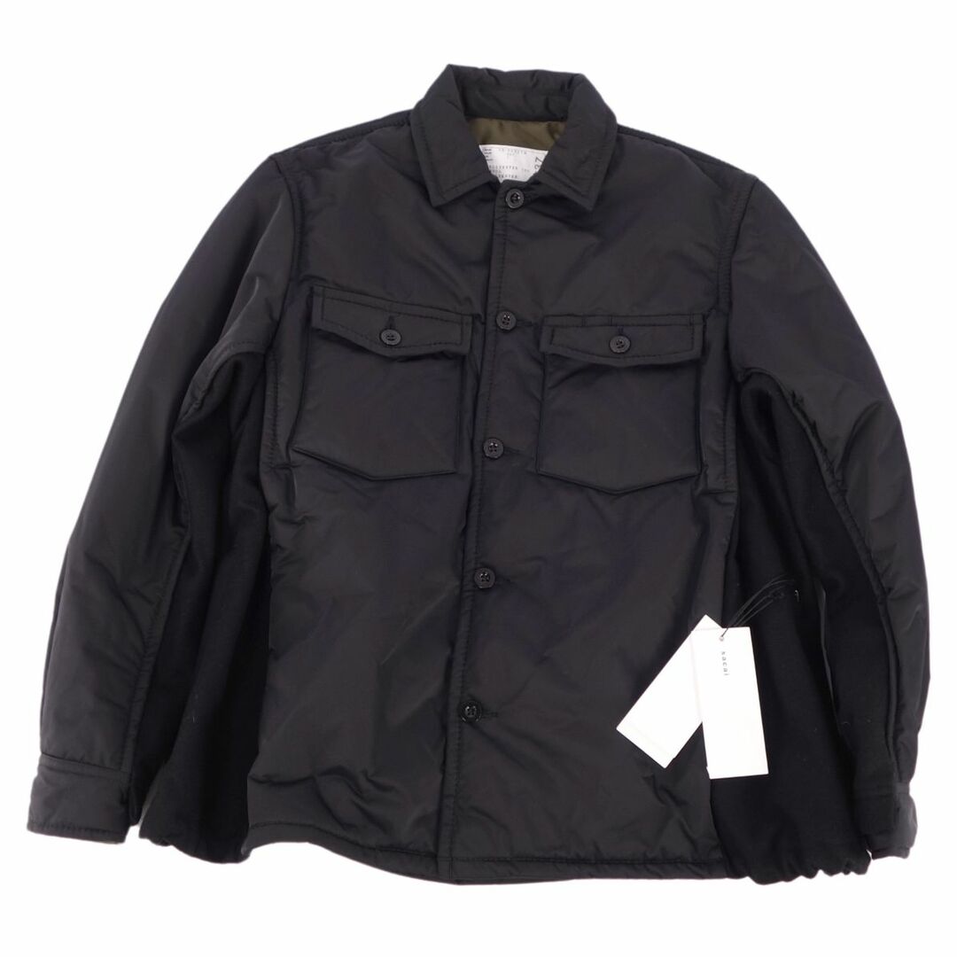 極美品 サカイ Sacai ジャケット 22AW Sports Mix Padded Shirt 中綿入り ウール切替 アウター メンズ 1(S相当)  ブラック | フリマアプリ ラクマ