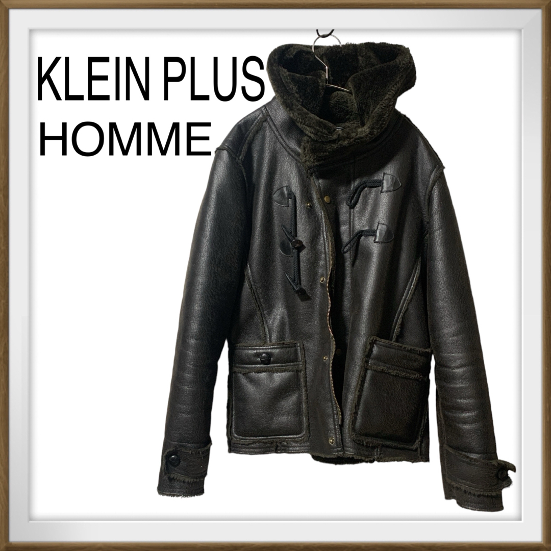 KLEIN PLUS(クランプリュス)の美品　KLEIN PLUS HOMME 裏起毛エコレザー　フード付き　ジャケット メンズのジャケット/アウター(その他)の商品写真