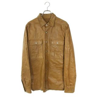 リックオウエンス(Rick Owens)のリックオウエンス  21AW  RU02A5729-LGW OUTERSHIRT レザーアウター長袖シャツ メンズ 50(シャツ)