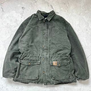 カーハート(carhartt)の【レアモデル】USA製 カーハート XLダック カバーオールジャケット 緑カーキ(カバーオール)