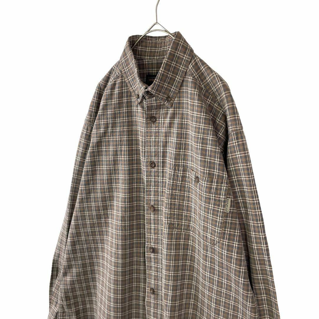 WOOLRICH(ウールリッチ)のUSA古着 ウールリッチ 長袖ボタンダウンシャツ ブラウン 茶色 チェック L メンズのトップス(シャツ)の商品写真