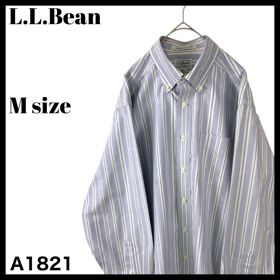 L.L.Bean(エルエルビーン)のUSA古着 エルエルビーン ストライプ 長袖シャツ ブルー系 青 メンズ M メンズのトップス(シャツ)の商品写真
