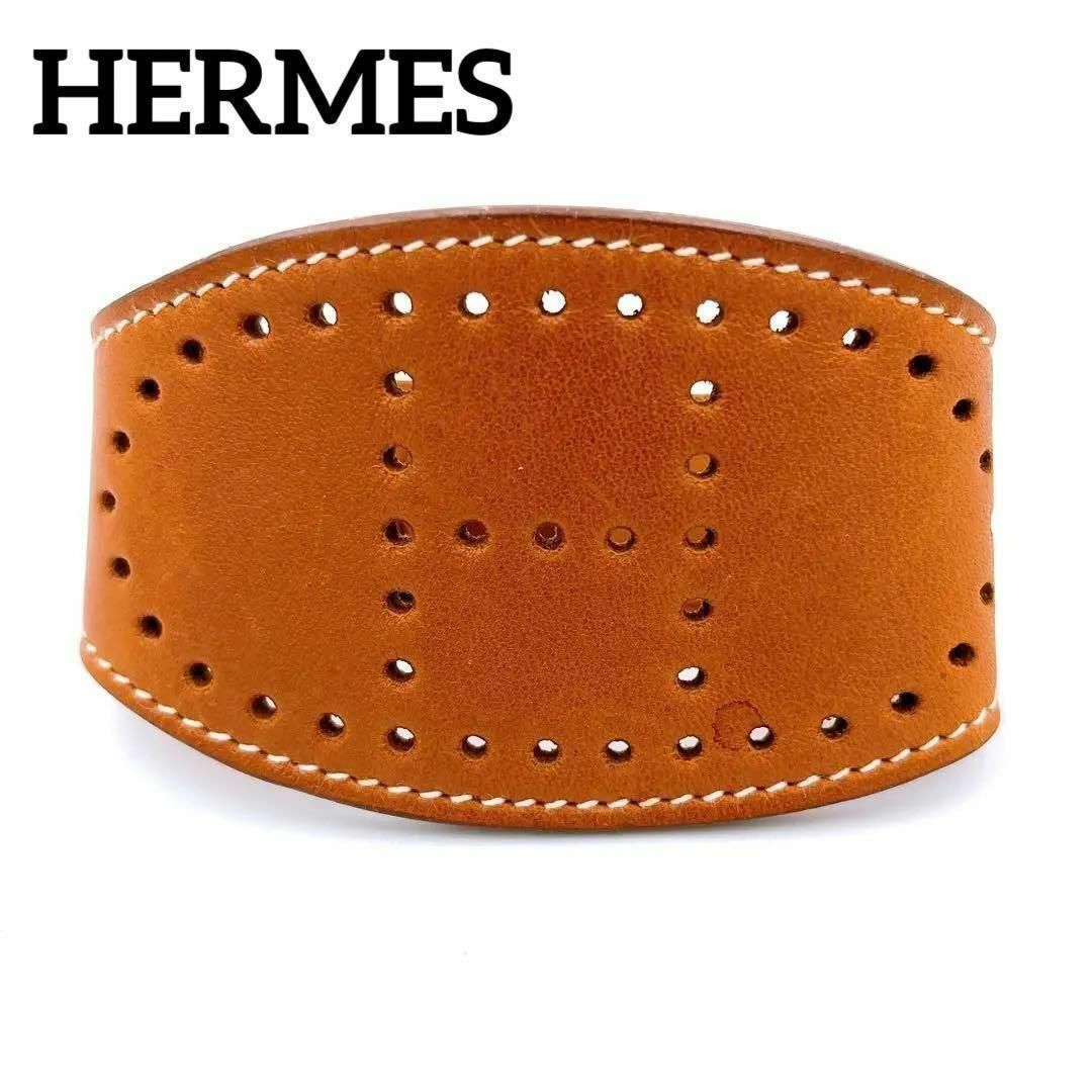 Hermes(エルメス)のエルメス エブリン ブレスレット ブラウン レディース レザー  刻印:J レディースのアクセサリー(ブレスレット/バングル)の商品写真