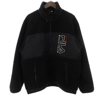 フィラ(FILA)のフィラ ボアジャケット アウター 長袖 切替 ロゴ 刺繍 黒 L メンズ(その他)