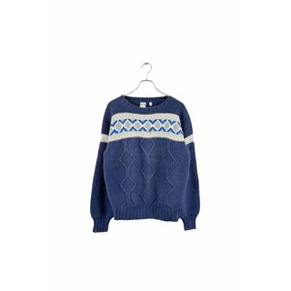 90's AMERICAN Hauar SCENE sweater セーター ニット ブルー サイズM ヴィンテージ 8(ニット/セーター)