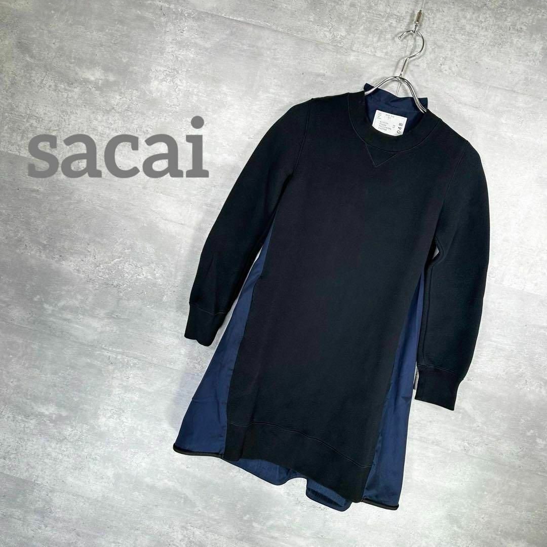 『sacai』 サカイ (1) スウェット切り替えワンピース / ネイビーカラーネイビー