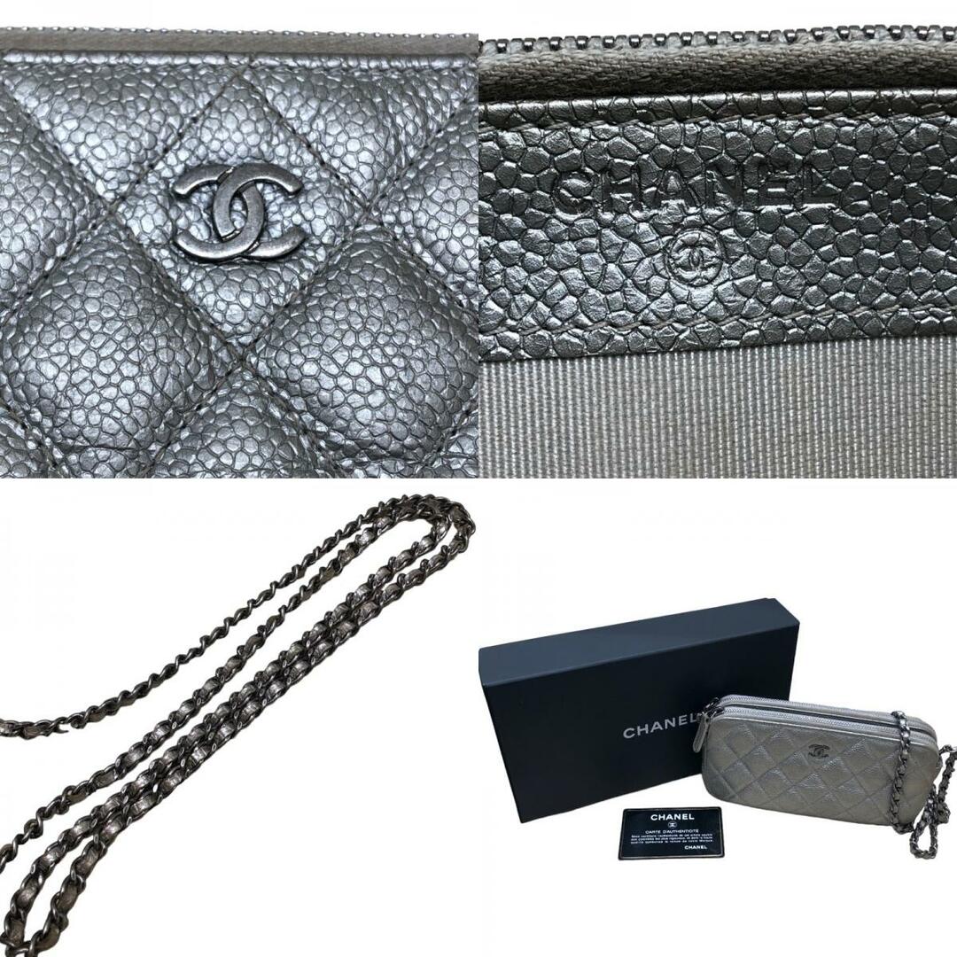 シャネル CHANEL マトラッセチェーンウォレット A82527 シルバー シャネル CHANEL マトラッセチェーンウォレット A82527 シルバー