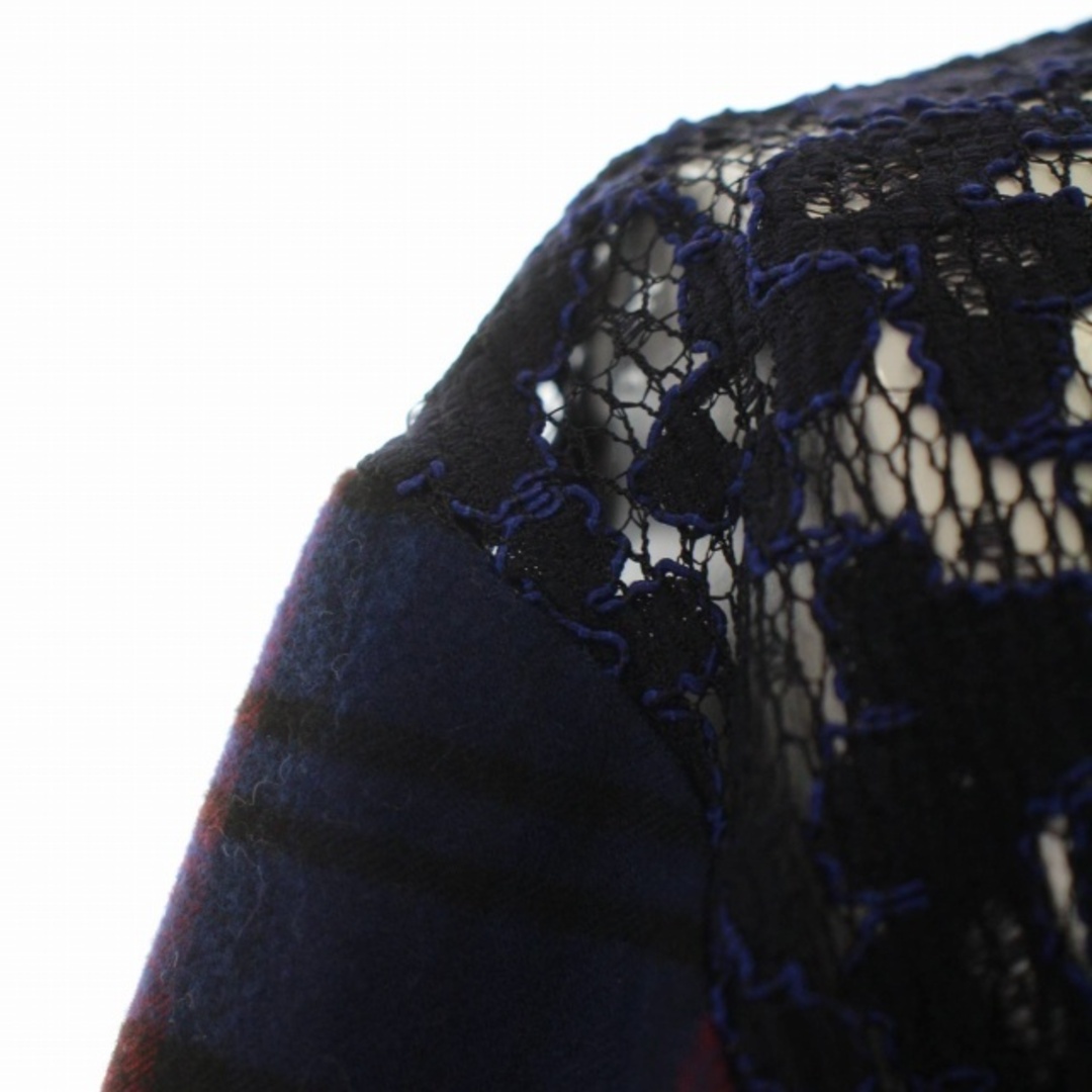 SPORTMAX CODE カットソー レース 切替 チェック 長袖 38 紺 レディースのトップス(カットソー(長袖/七分))の商品写真