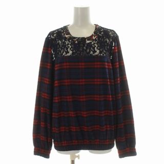 SPORTMAX CODE カットソー レース 切替 チェック 長袖 38 紺(カットソー(長袖/七分))