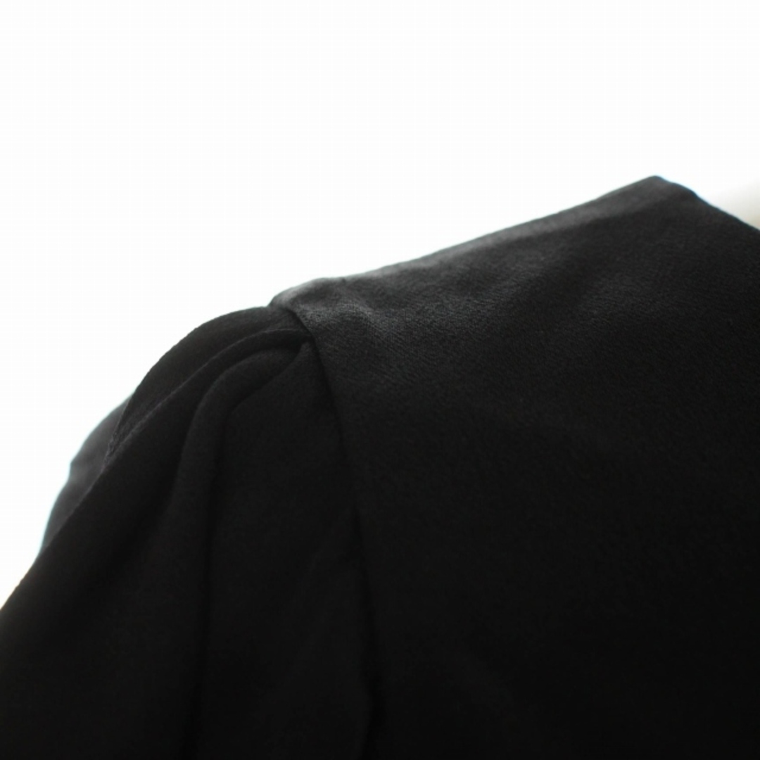 ランバン ブラウス シャツ プルオーバー サテン フレアスリーブ 半袖 38 黒18cm着丈