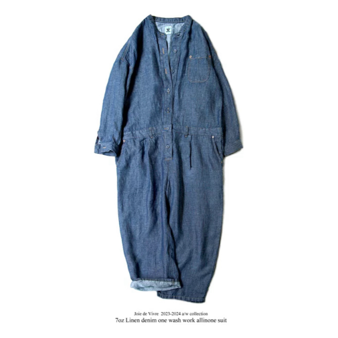 nest Robe(ネストローブ)のJoie de Vivre リネンデニムワンウォッシュワークオールインワンスーツ レディースのパンツ(サロペット/オーバーオール)の商品写真