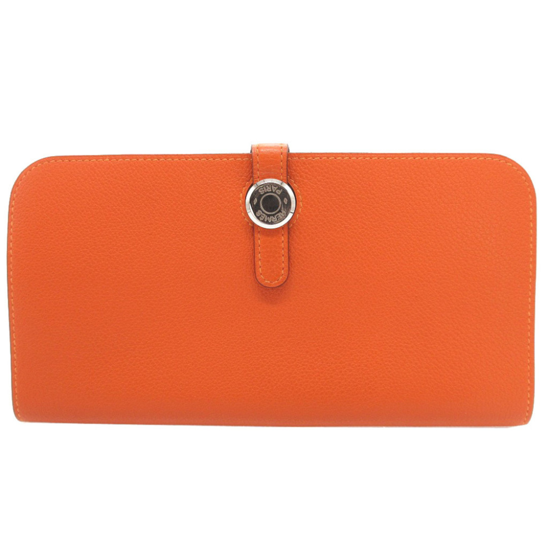 美品 エルメス ドゴン ロング □R刻印(2014年製) トゴ オレンジ 長財布 財布 0055HERMESレディース