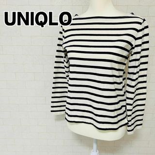 ユニクロ(UNIQLO)の【美品】ユニクロ UNIQLO ボーダーボートネックT M(Tシャツ(長袖/七分))