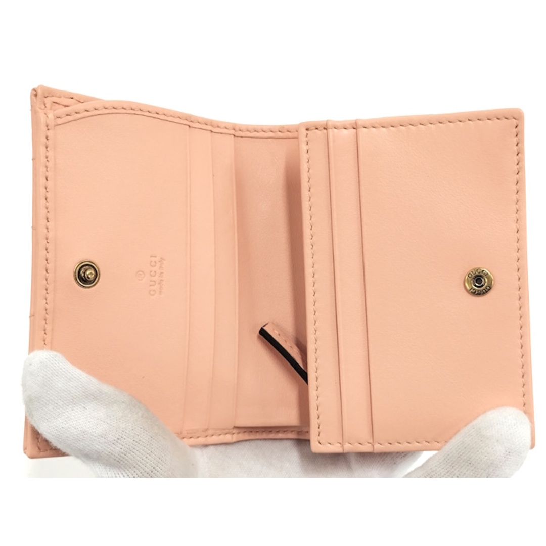 GUCCI - GUCCI 二つ折り財布 GGマーモント レザー サーモン GUCCI - GUCCI 二つ折り財布 GGマーモント レザー サーモン