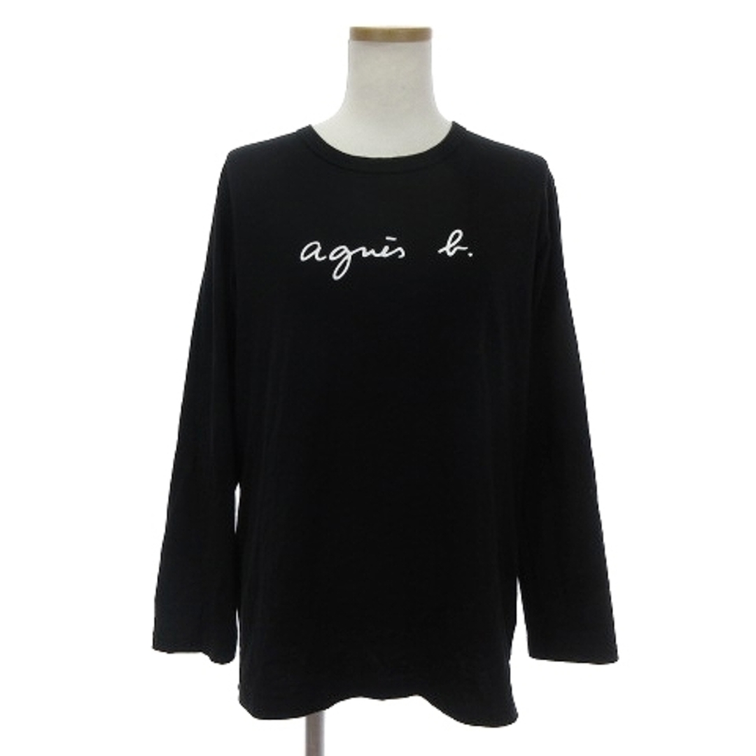 agnes b.(アニエスベー)のアニエスベー Ｔシャツ カットソー 長袖 ロゴ プリント コットン 黒 L位 レディースのトップス(Tシャツ(長袖/七分))の商品写真