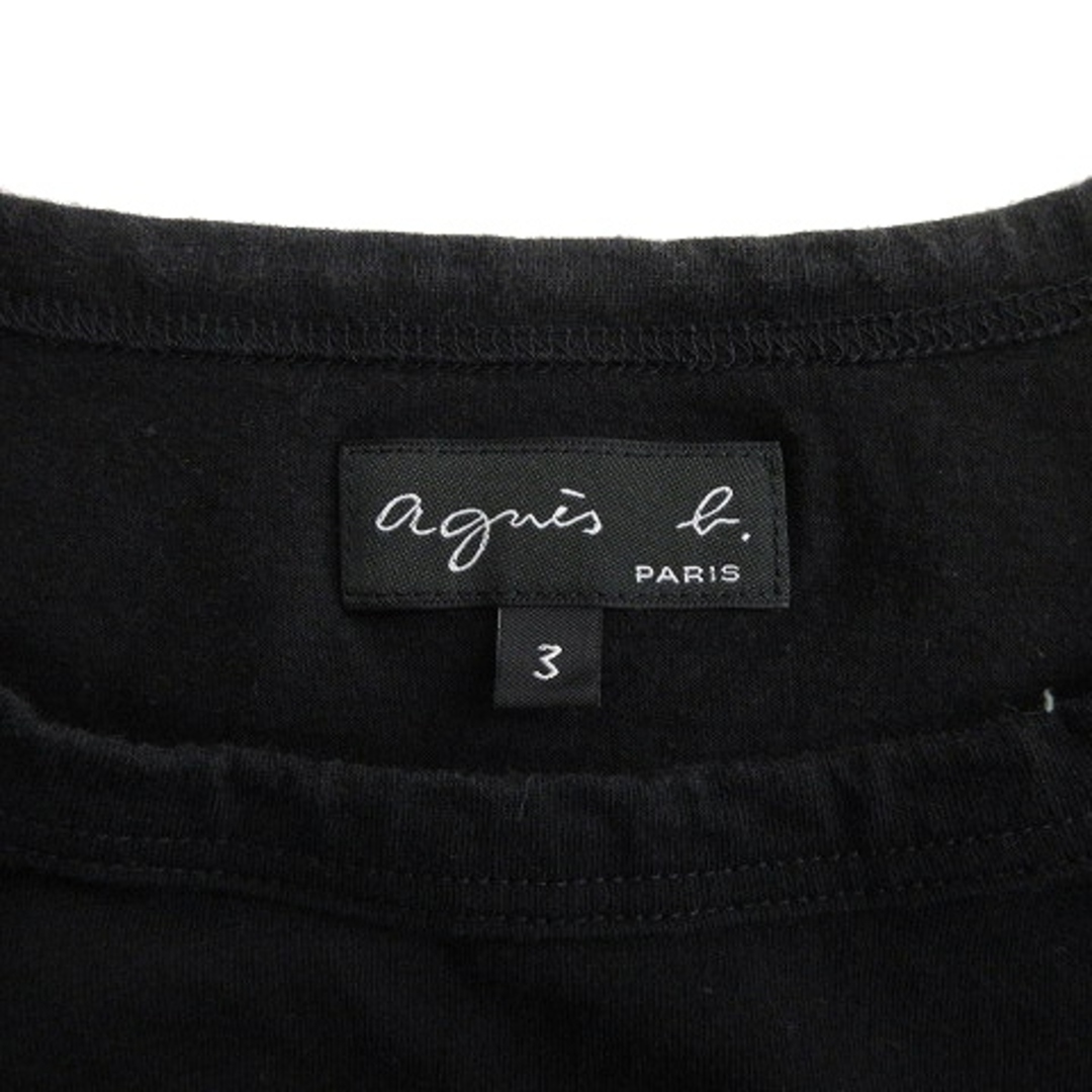 agnes b.(アニエスベー)のアニエスベー Ｔシャツ カットソー 長袖 ロゴ プリント コットン 黒 L位 レディースのトップス(Tシャツ(長袖/七分))の商品写真