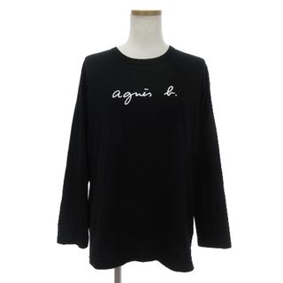 アニエスベー(agnes b.)のアニエスベー Ｔシャツ カットソー 長袖 ロゴ プリント コットン 黒 L位(Tシャツ(長袖/七分))